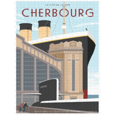 Puzzle cherbourg cité de la mer port ferry l'œil bleu 1000 pièces idée cadeau activité ludique souvenir souvenirs france