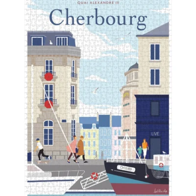 Puzzle Cherbourg Quai Alexandre III Cotentin Souvenirs Normandie Manche l'oeil bleu souvenir agon coutainville idée déco cadeau made in France fabrication française
