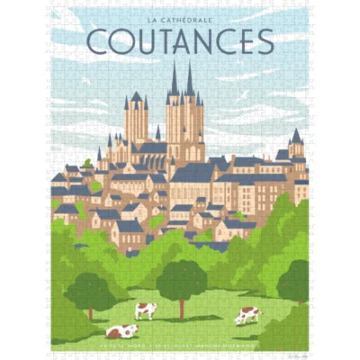 Puzzle Coutances l'œil bleu 1000 pièces idée cadeau activité ludique souvenir souvenirs Normandie manche