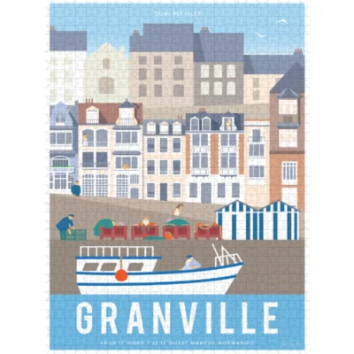 Puzzle Granville Port 1000 pièces Souvenirs Normandie Manche l'oeil bleu souvenir agon coutainville idée déco cadeau made in France fabrication française