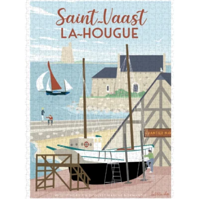 Puzzle Saint Vaast la hougue Cotentin Cathédrale l'oeil bleu 1000 pièces idée cadeau activité ludique souvenir souvenirs Normandie France