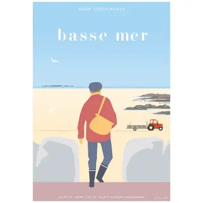 Affiche Agon-Coutainville - Pêcheur Basse mer