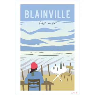 Affiche Blainville sur mer la cale souvenir souvenirs idée cadeau déco souvenir souvenirs 100% made in France Normandie Manche