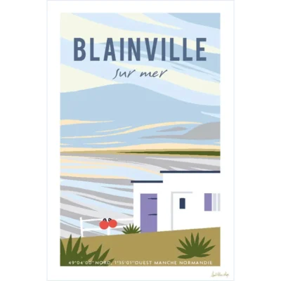 Affiche blainville sur mer manche normandie idée déco cadeau souvenir souvenirs made in france