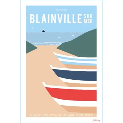 Affiche blainville sur mer doris manche normandie idée déco cadeau souvenir souvenirs made in france