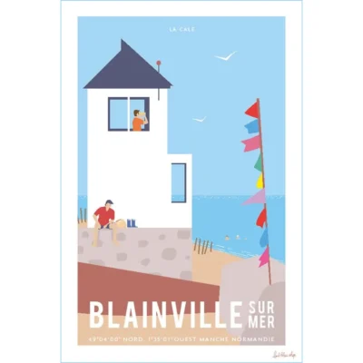 Affiche Blainville sur mer la cale souvenir souvenirs idée cadeau déco souvenir souvenirs 100% made in France Normandie Manche