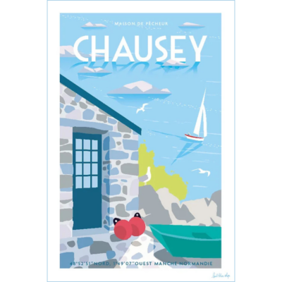 Affiche Chausey l'œil bleu idée déco cadeau souvenir souvenirs normandie manche