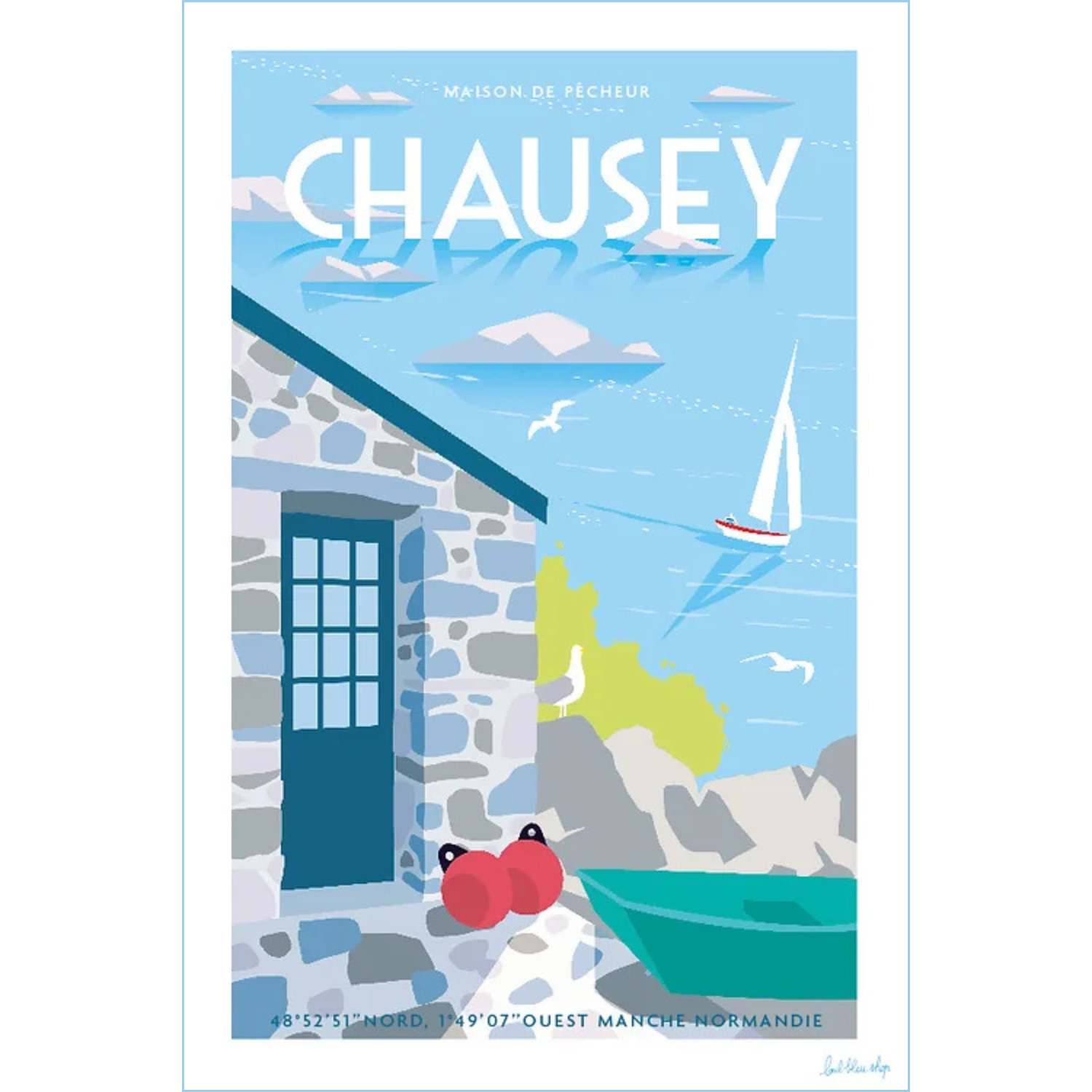 Affiche Chausey l'œil bleu idée déco cadeau souvenir souvenirs normandie manche