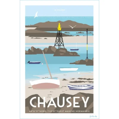 Affiche Chausey archipel sound bateaux l'œil bleu idée déco cadeau souvenir souvenirs normandie manche