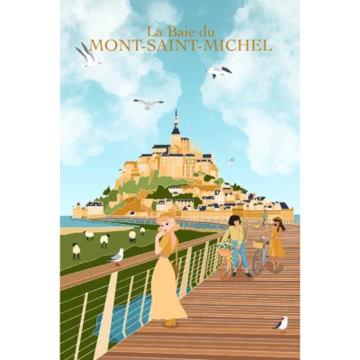 Affiche Baie du Mont Saint Michel Normandie Minute Papillon souvenir souvenirs 100% made in France idée cadeau déco