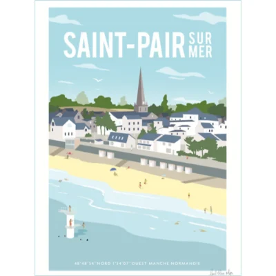 Affiche saint pair sur mer souvenir souvenirs idée cadeau déco souvenir souvenirs 100% made in France Normandie Manche