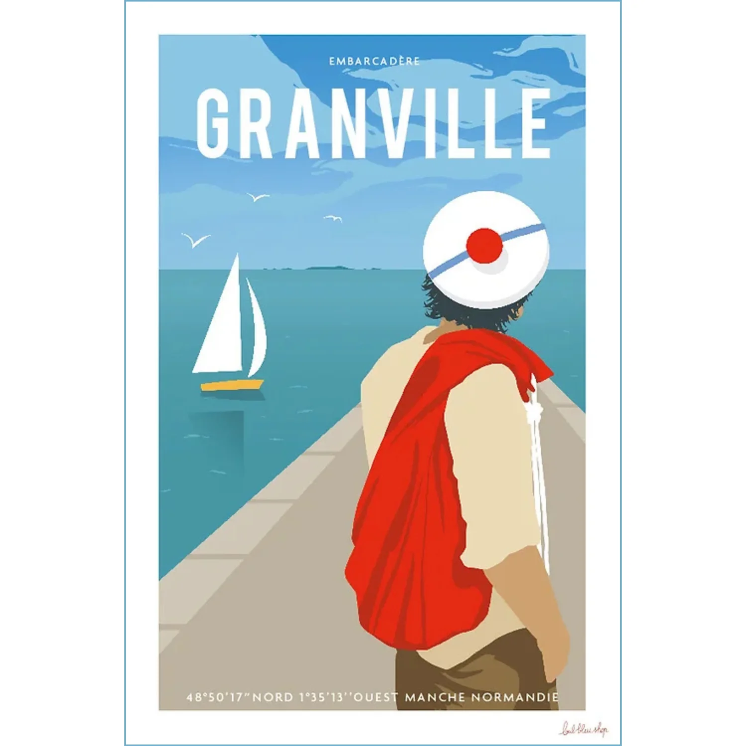 Affiche Granville l'embarcadère souvenir souvenirs idée cadeau déco souvenir souvenirs 100% made in France Normandie Manche