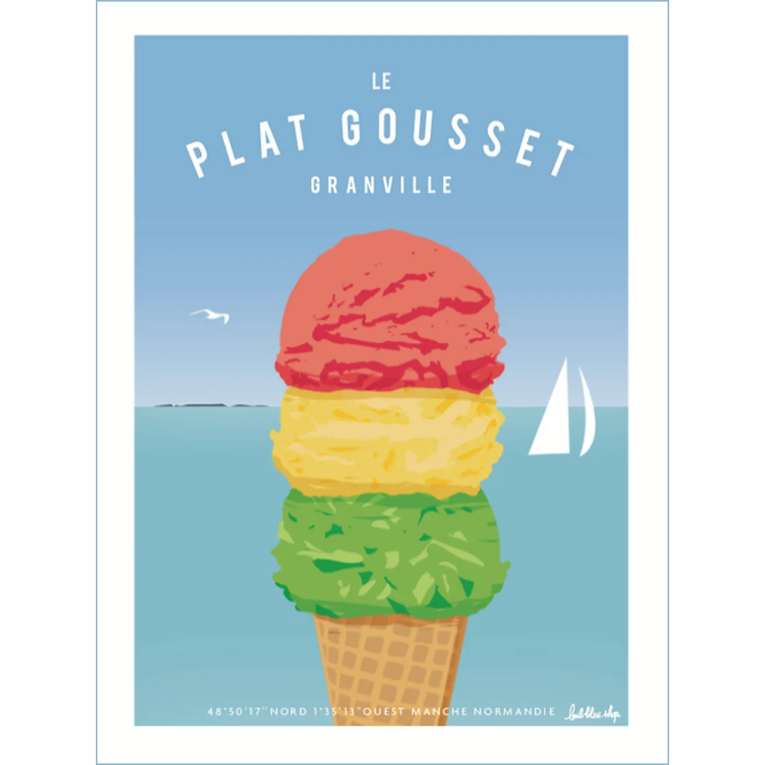 Affiche Granville glaces plat gousset souvenir souvenirs idée cadeau déco souvenir souvenirs 100% made in France Normandie Manche