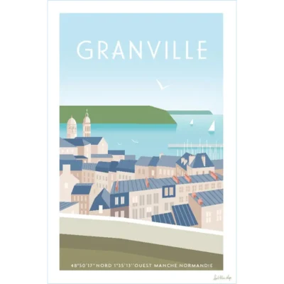 Affiche Granville toits mer souvenir souvenirs idée cadeau déco souvenir souvenirs 100% made in France Normandie Manche