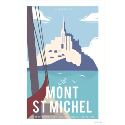 Affiche le mont saint michel Manche Normandie L'oeil bleu SOUVENIRS 100% Made in France déco souvenir souvenirs