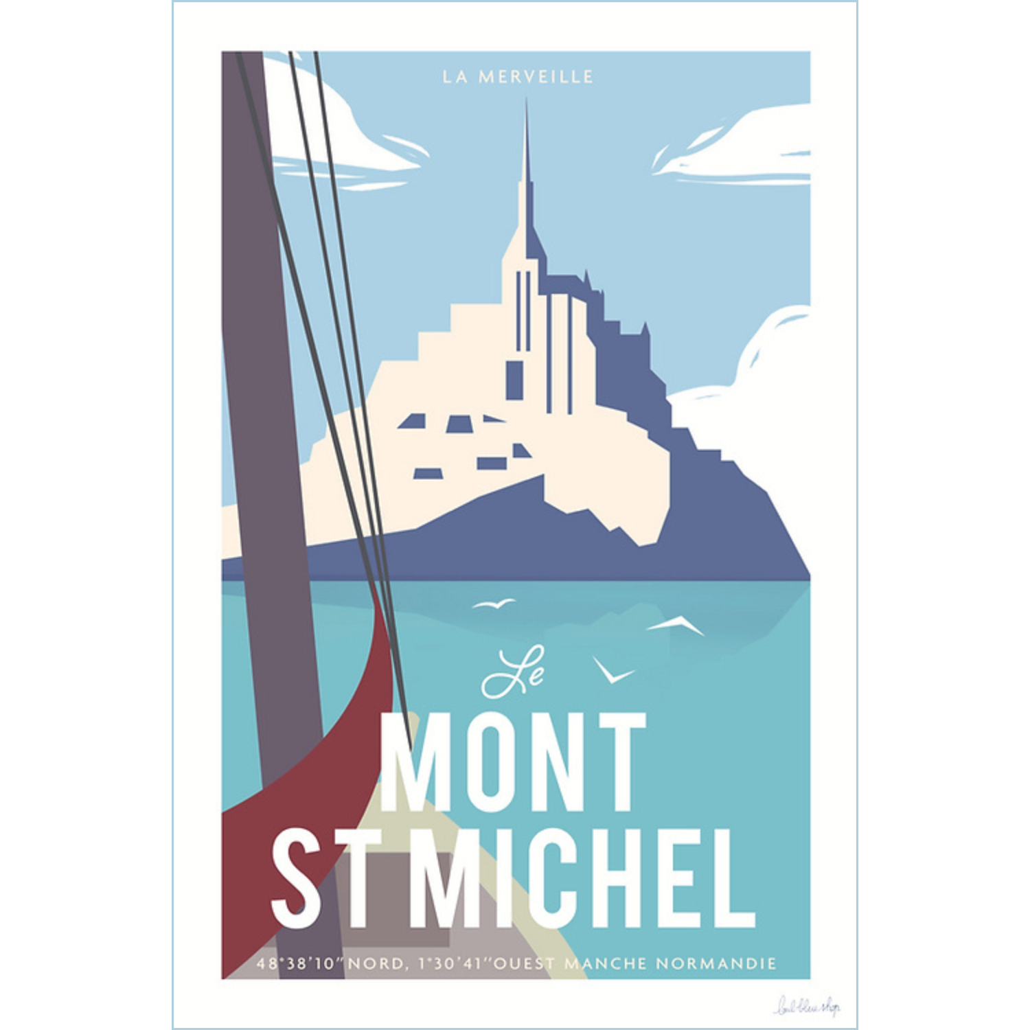 Affiche le mont saint michel Manche Normandie L'oeil bleu SOUVENIRS 100% Made in France déco souvenir souvenirs