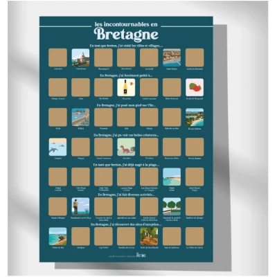 Affiche à gratter - Les incontournables en Bretagne (format A2)