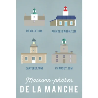 Carte postal phares manche normandie