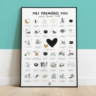 Affiche Mes premières fois naissance région franche comté idée cadeau bébé naissance baby shower souvenirs 100% made in France
