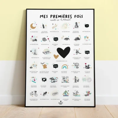 Affiche Mes premières fois naissance région Lorraine idée cadeau bébé naissance baby shower souvenirs 100% made in France