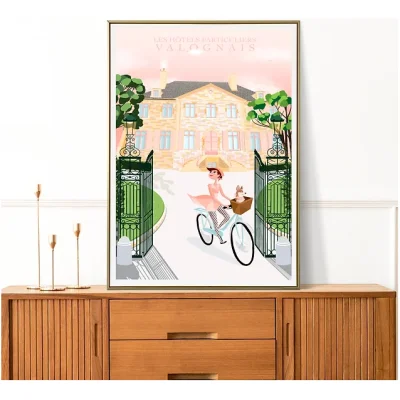 Affiche Valognes Hôtel particulier Manche Cotentin Normandie idée déco souvenir souvenirs made in France illustration