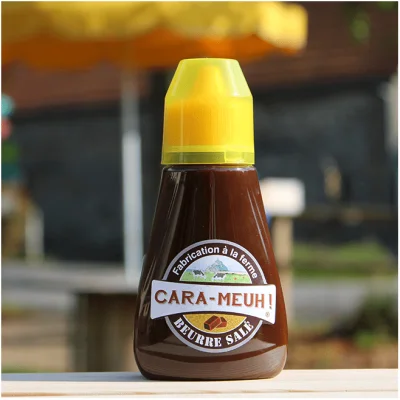 Caramel liquide au beurre salé Cara-Meuh! idée cadeau gastronomie souvenirs normandie terroir normand 100% made in france produits ferme des cara-meuh! vains souvenirs 100% made in france