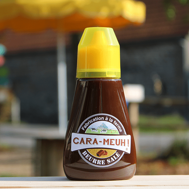 Caramel liquide au beurre salé Cara-Meuh! idée cadeau gastronomie souvenirs normandie terroir normand 100% made in france produits ferme des cara-meuh! vains souvenirs 100% made in france