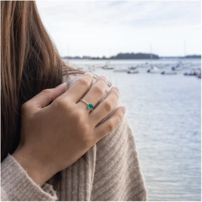 Bague belle ile en mer bleu turquoise idée cadeau femme fête des mères noël loupi verre souvenirs 100% made in france bretagne