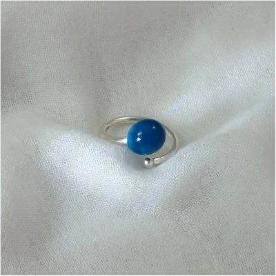 Bague argentée bleu canard ile aux moines bretagne souvenirs 100% made in france idée cadeau femme fête des mères noel