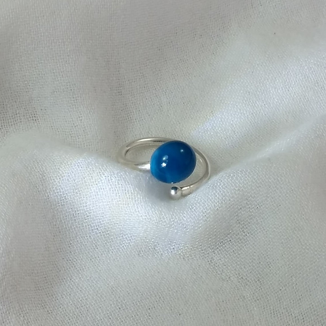 Bague argentée bleu canard ile aux moines bretagne souvenirs 100% made in france idée cadeau femme fête des mères noel