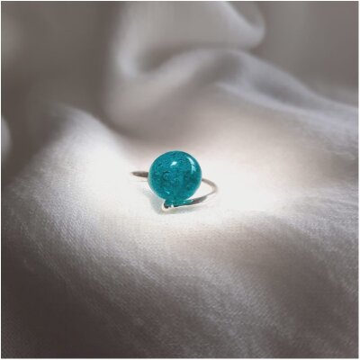 Bague argent turquoise loupi verre artisan verrier idée cadeau femme fête des mères noël