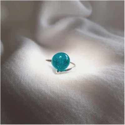 Bague argent turquoise loupi verre artisan verrier idée cadeau femme fête des mères noël