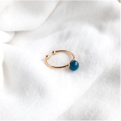 Bague dorée or bleu canard loupi verre artisan verrier isabelle belle île en mer bretagne