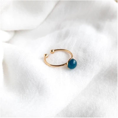 Bague dorée or bleu canard loupi verre artisan verrier isabelle belle île en mer bretagne