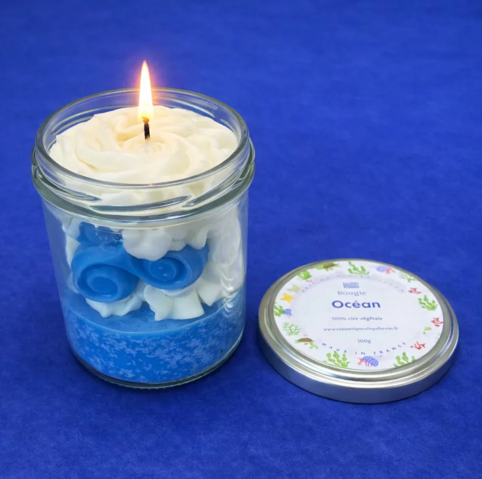 Bougie océan bretagne bretons vacances en bretagne souvenirs 100% made in france idée cadeau hygiène beauté cosmétiques de quiberon souvenir souvenirs bougie artisanale