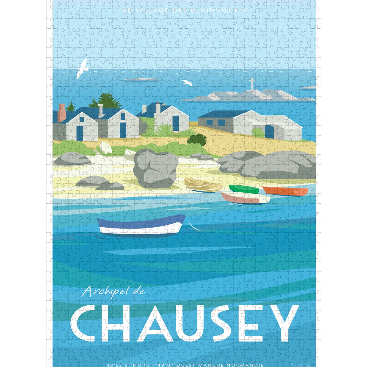 Puzzle Chausey l'œil bleu 1000 pièces idée cadeau activité ludique idée cadeau 100% made in france souvenir souvenirs