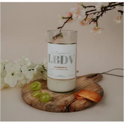 Bougie bouteille vin chardonnay verre transparent idée cadeau décoration châteaux