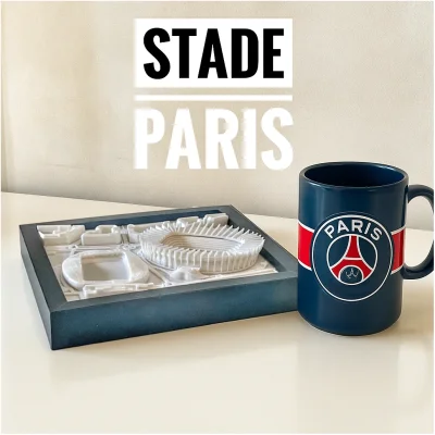 Cadre 3D stade PSG paris saint germain cadeau ultra supporter parc des princes paris ligue des champions france idée cadeau 100% made in france