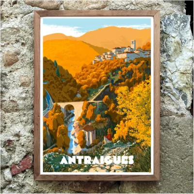Affiche Zero Sept Ardèche Auvergne Rhône Alpes 50x70cm automne paysage illustrateur souvenirs 100% made in france vacances idées cadeau déco