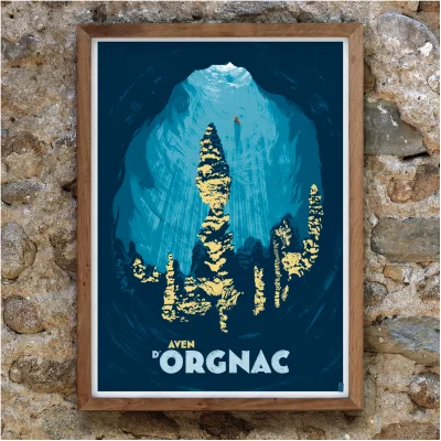 Affiche Aven Orgnac ardèche auvergne rhône alpes illustration zéro sept souvenir 100% made in france idée déco cadeau