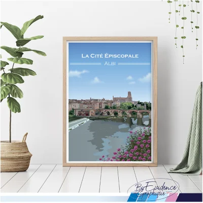 Affiche Portrait Souvenirs Albi Cité Episcopale Paysage Occitanie