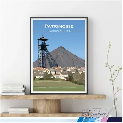 Affiche bassin minier nord pas de calais hauts de france souvenirs made in france