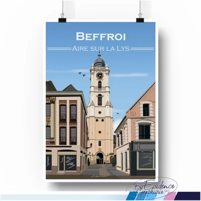 Affiche Beffroi Aire sur la Lys idée déco cadeau made in france Evidence Graphique