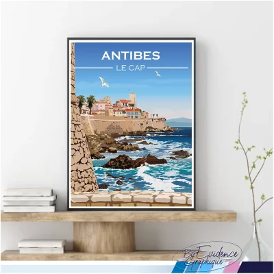 Cap d'Antibes affiche souvenirs provence côte d'azur