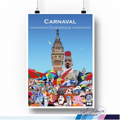 Affiche Carnaval de Dunkerque Evidence Graphique souvenirs hauts de france made in france déco