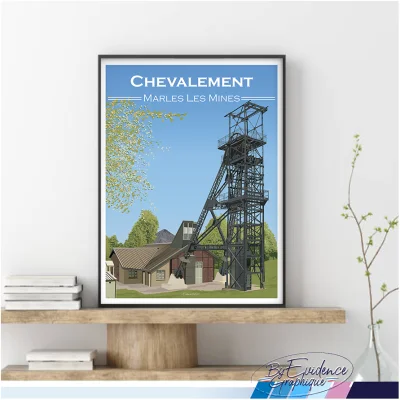 Affiche Marles les Mines chevalement hauts de france idée déco cadeau made in france nord