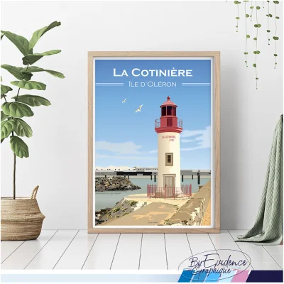 Affiche L’île d’Oléron La cotinière phare souvenirs