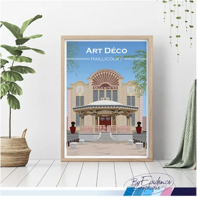 Affiche Art Déco Haillicourt Hauts de France souvenirs idée cadeau évidence graphique