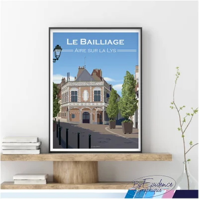 Affiche la bailliage aire sur la lys nord pas de calais hauts de france souvenirs idée cadeau déco made in france