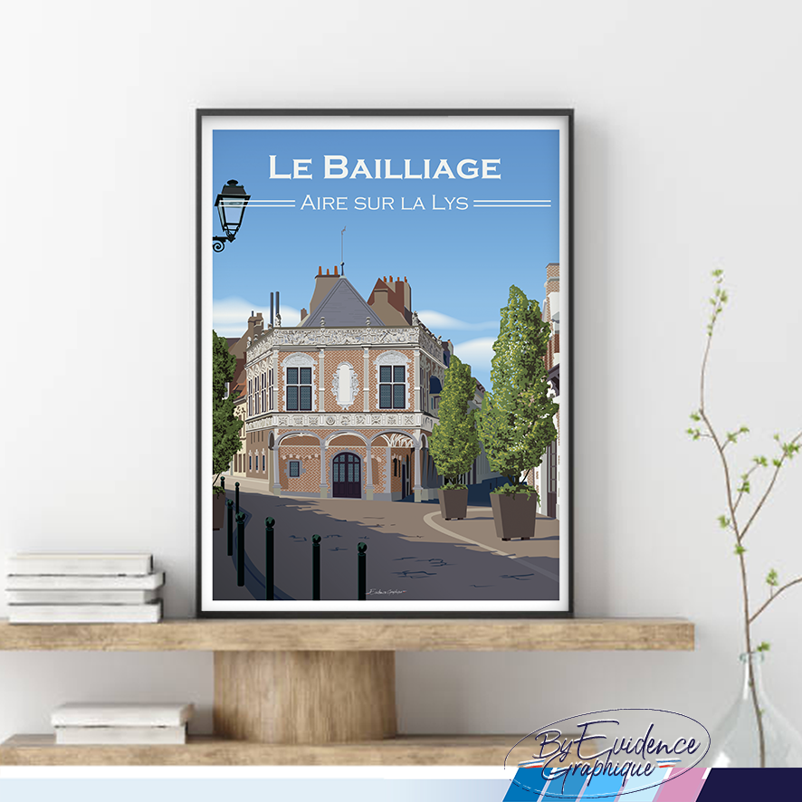 Affiche la bailliage aire sur la lys nord pas de calais hauts de france souvenirs idée cadeau déco made in france